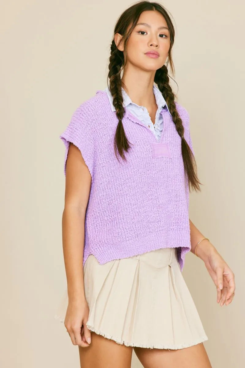 Crochet Knit Cap Sleeve Sweater