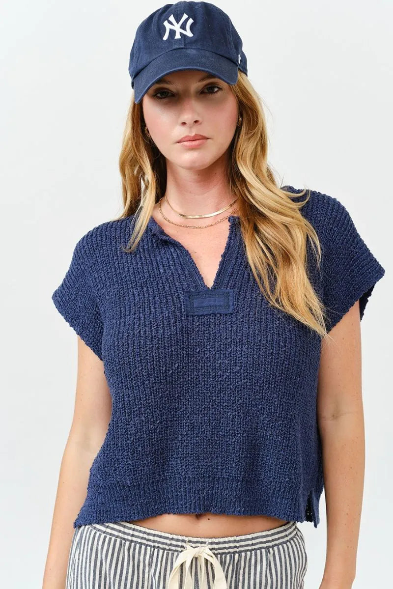 Crochet Knit Cap Sleeve Sweater