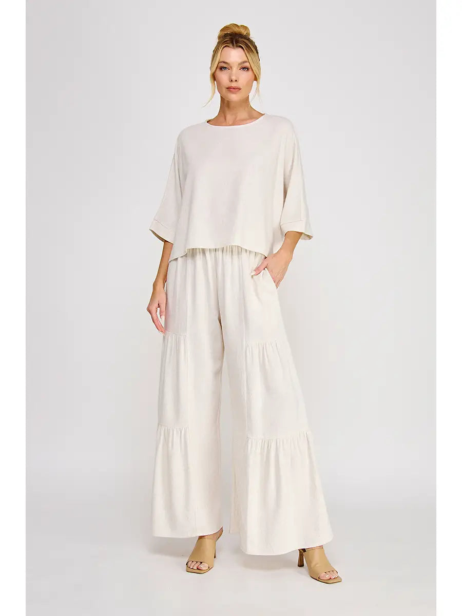 Soft Linen Flowy Dolman Elbow Top