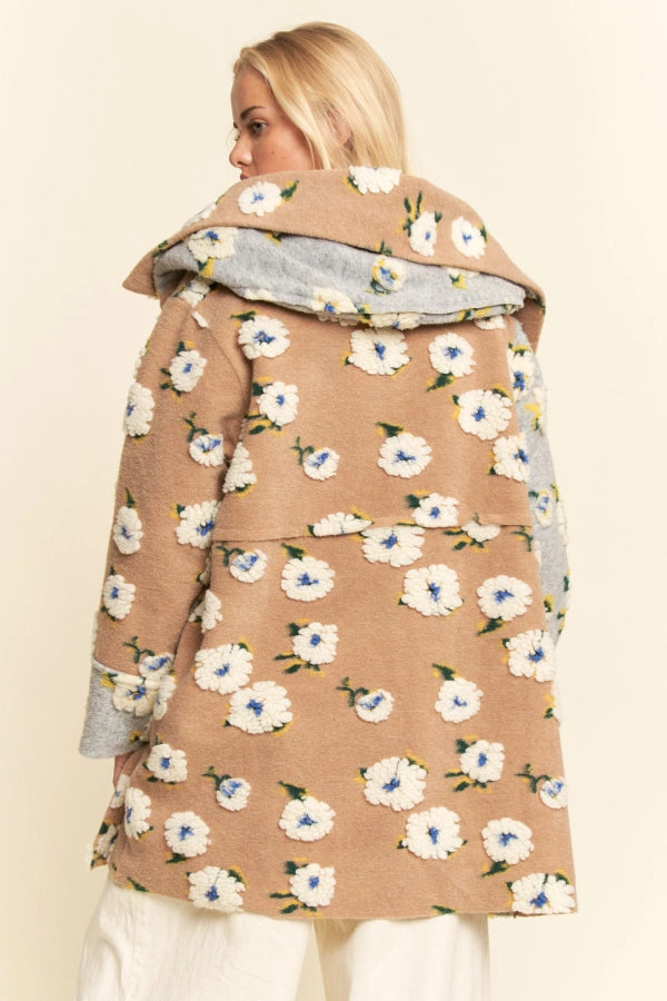 Half and Half Garden Floral Hoodie Coat Jacket