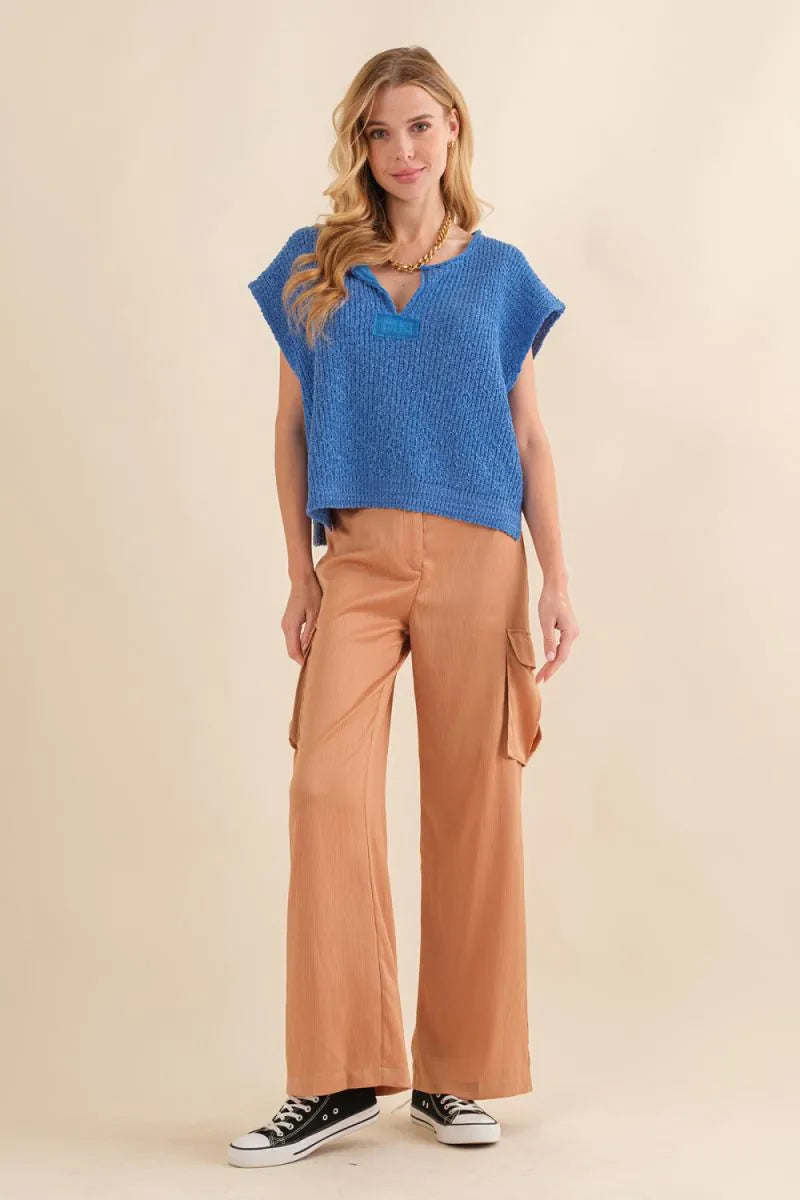 Crochet Knit Cap Sleeve Sweater