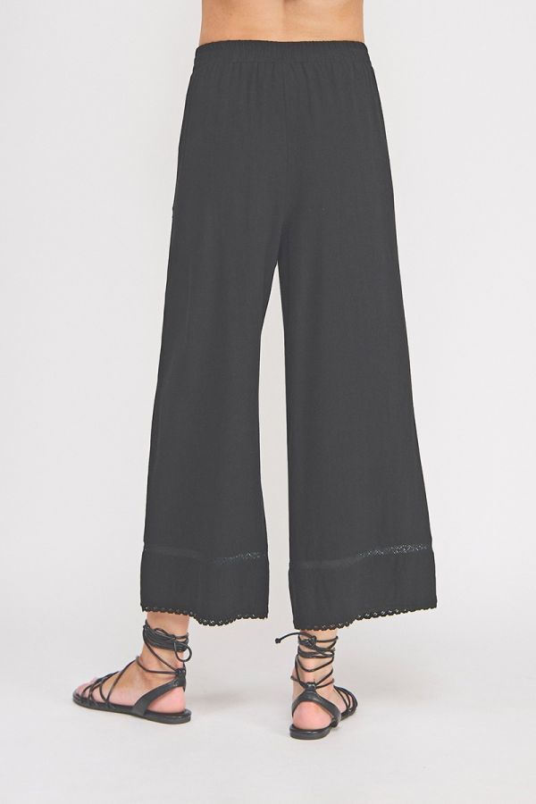 Lace Detail Linen Blend Culottes