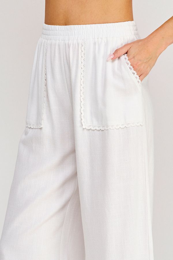 Lace Detail Linen Blend Culottes
