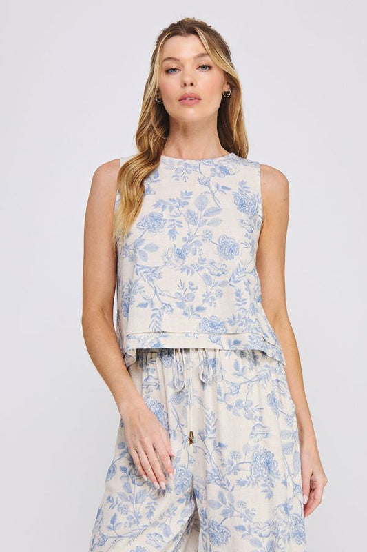 Printed Soft Linen Tank Top