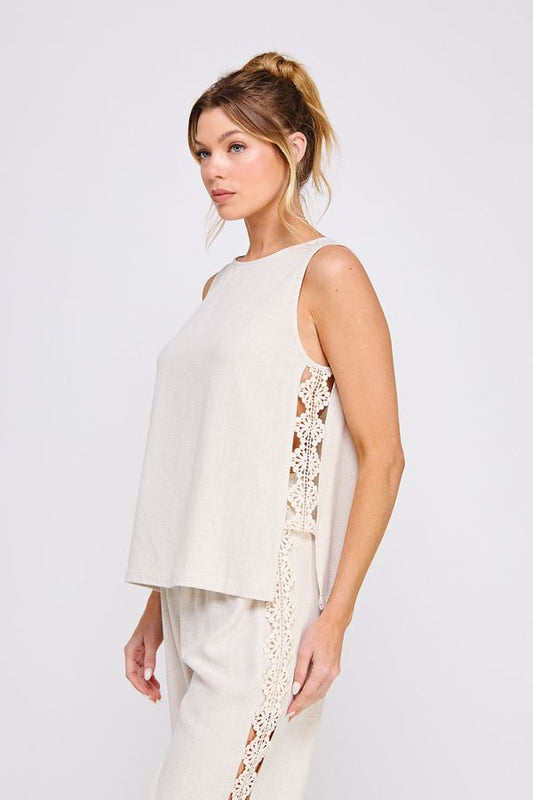 Linen Blend Relaxed Tunic Tank
