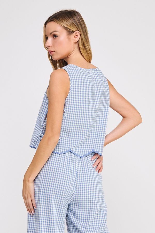 Woven Gingham Tank Top