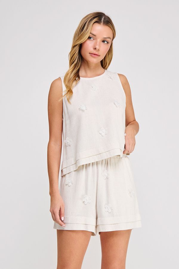 Soft Linen Floral Tank Top