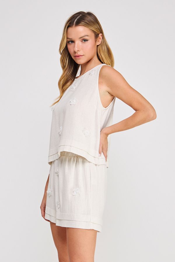 Soft Linen Floral Tank Top