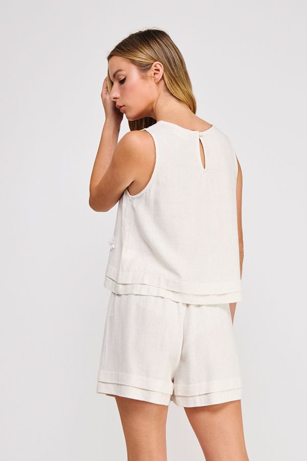 Soft Linen Floral Tank Top