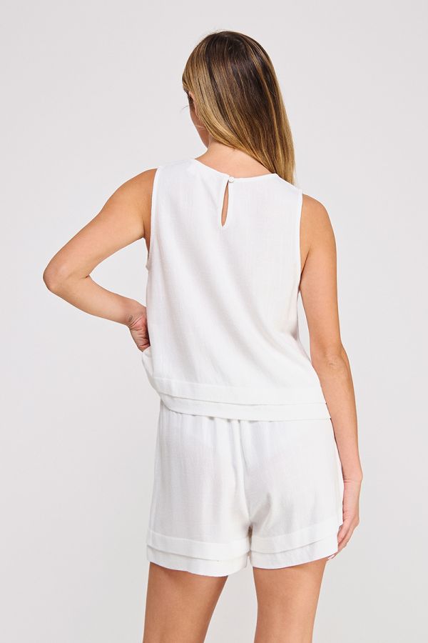 Soft Linen Floral Tank Top