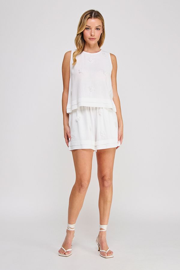 Soft Linen Floral Tank Top