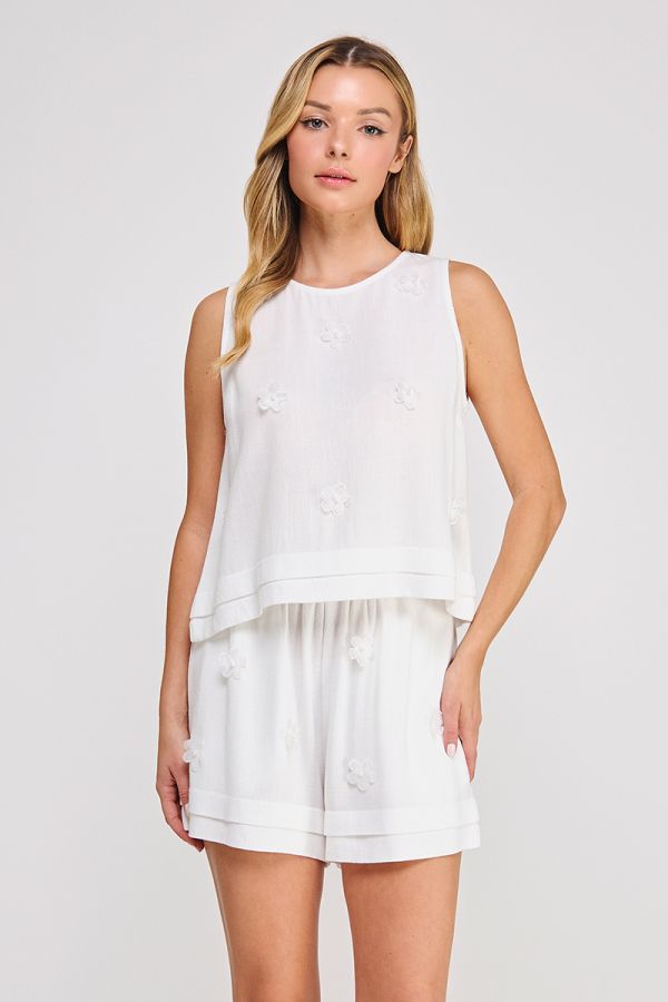 Soft Linen Floral Tank Top