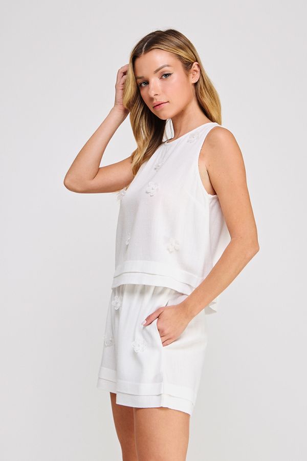 Soft Linen Floral Tank Top