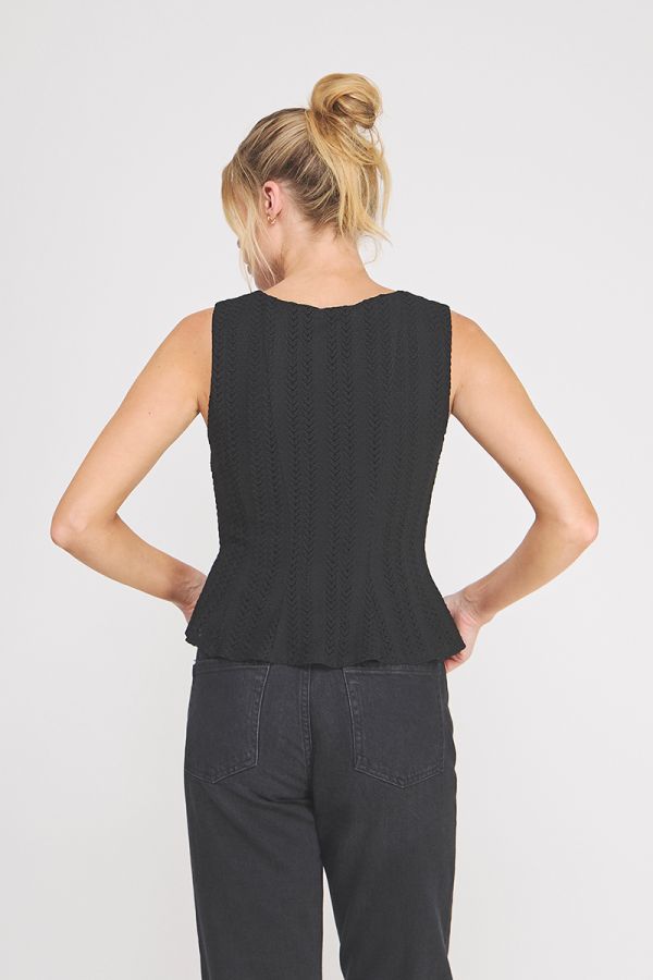 Pointelle Knit Square Neck Bodice with Peplum