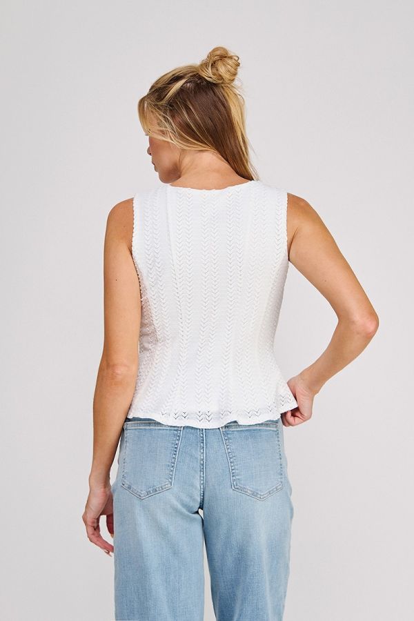 Pointelle Knit Square Neck Bodice with Peplum