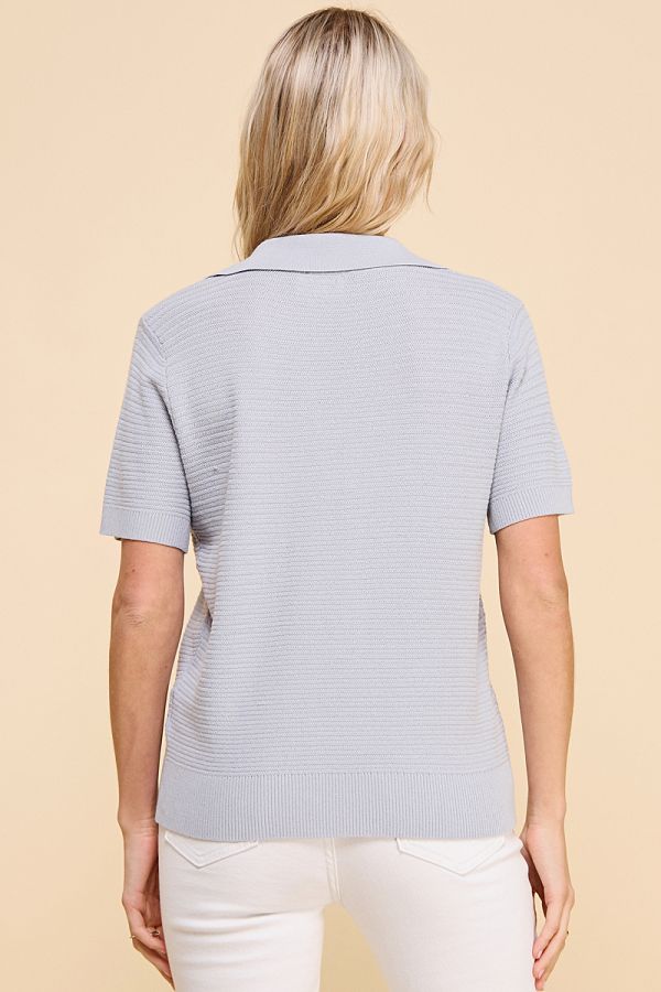 Fine Gauge Short Sleeve Textured Polo
