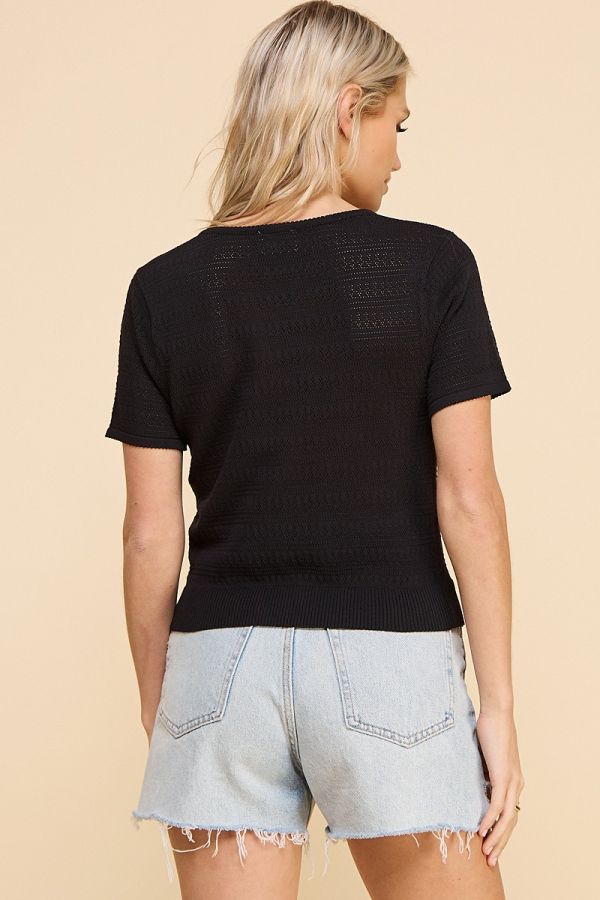 Sleeveless Fine Gauge Pointelle Top