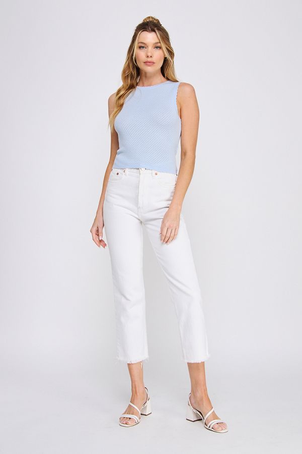 Soft Fine Gauge Delicate Pointelle Tank w/Scallop Edges