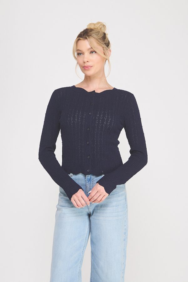 Lightweight Pointelle Cardigan