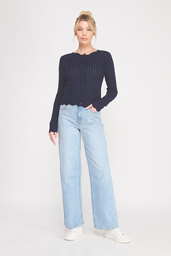 Lightweight Pointelle Cardigan