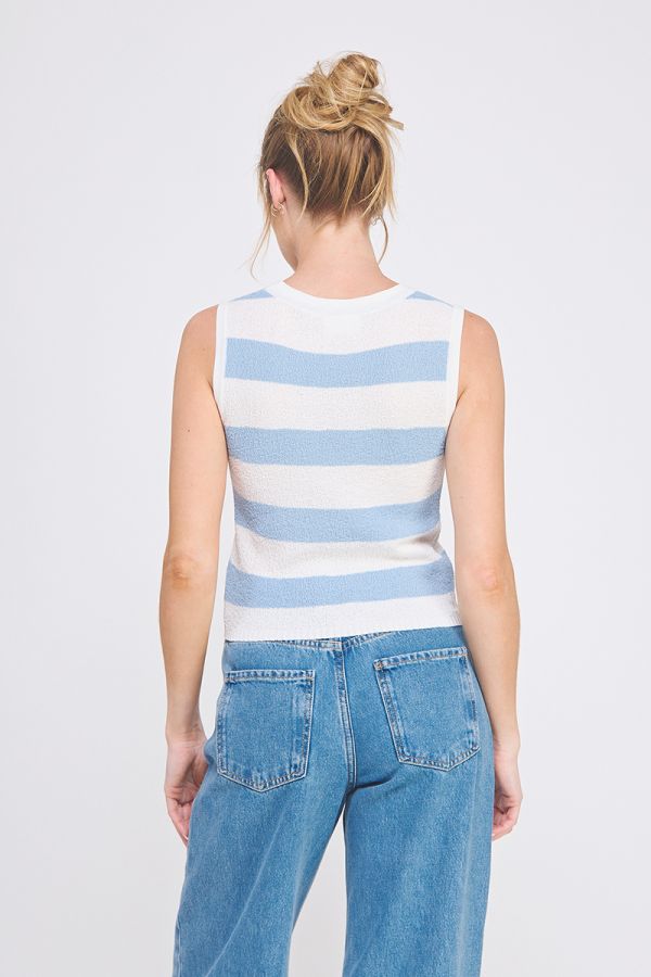 Pebbled Knit Striped Tank Top