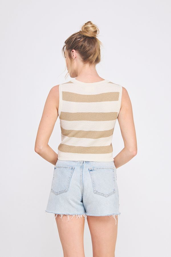 Pebbled Knit Striped Tank Top