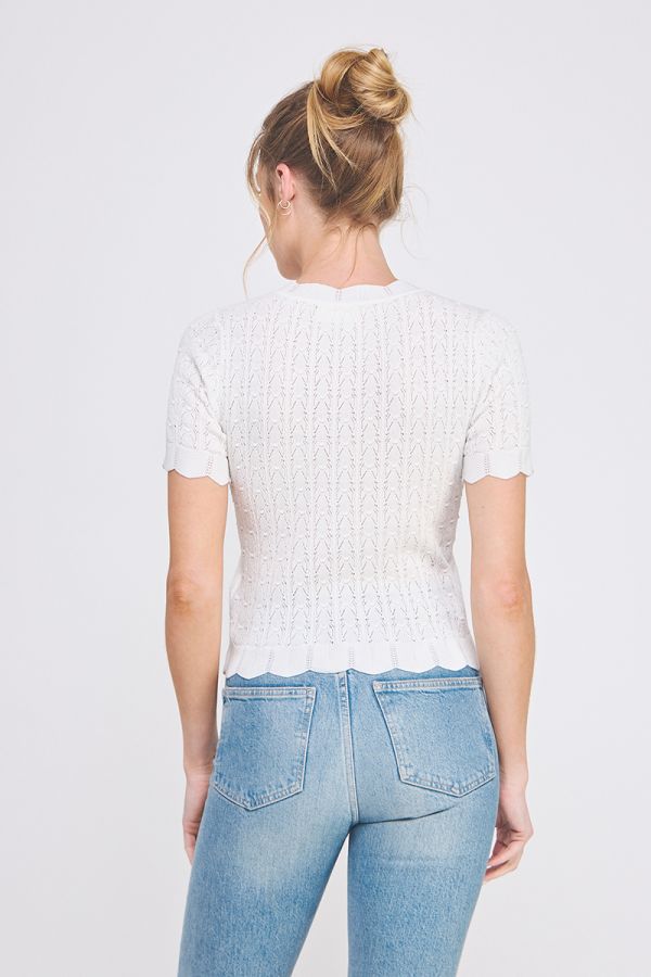 Pointelle Knit Top w/ Scallop Edges