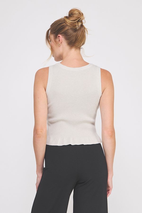 Soft Rib-Knit Sweater Peplum Tank
