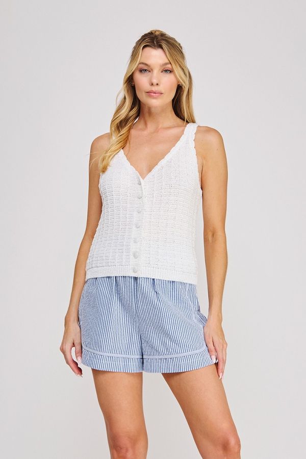 Textured Button-Up Tank