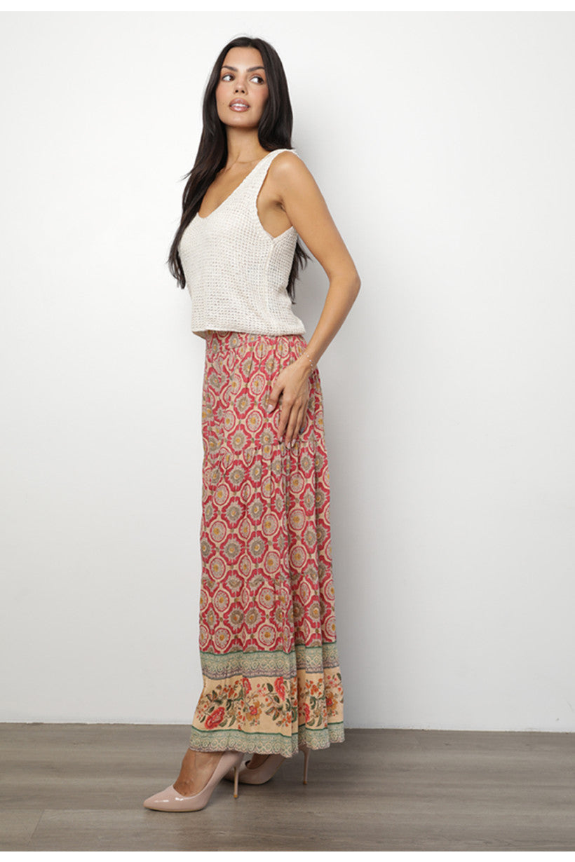 Coral Mosaic Palazzo Pants