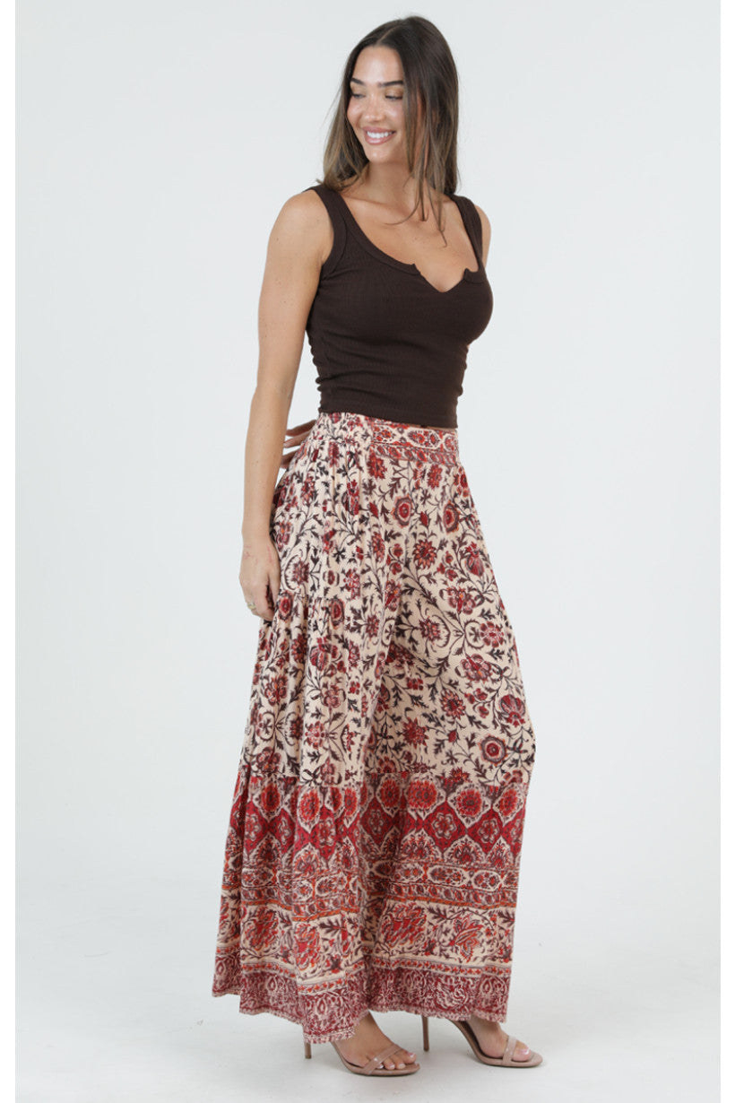 Smocked Waist Tiered Wide Leg Pants