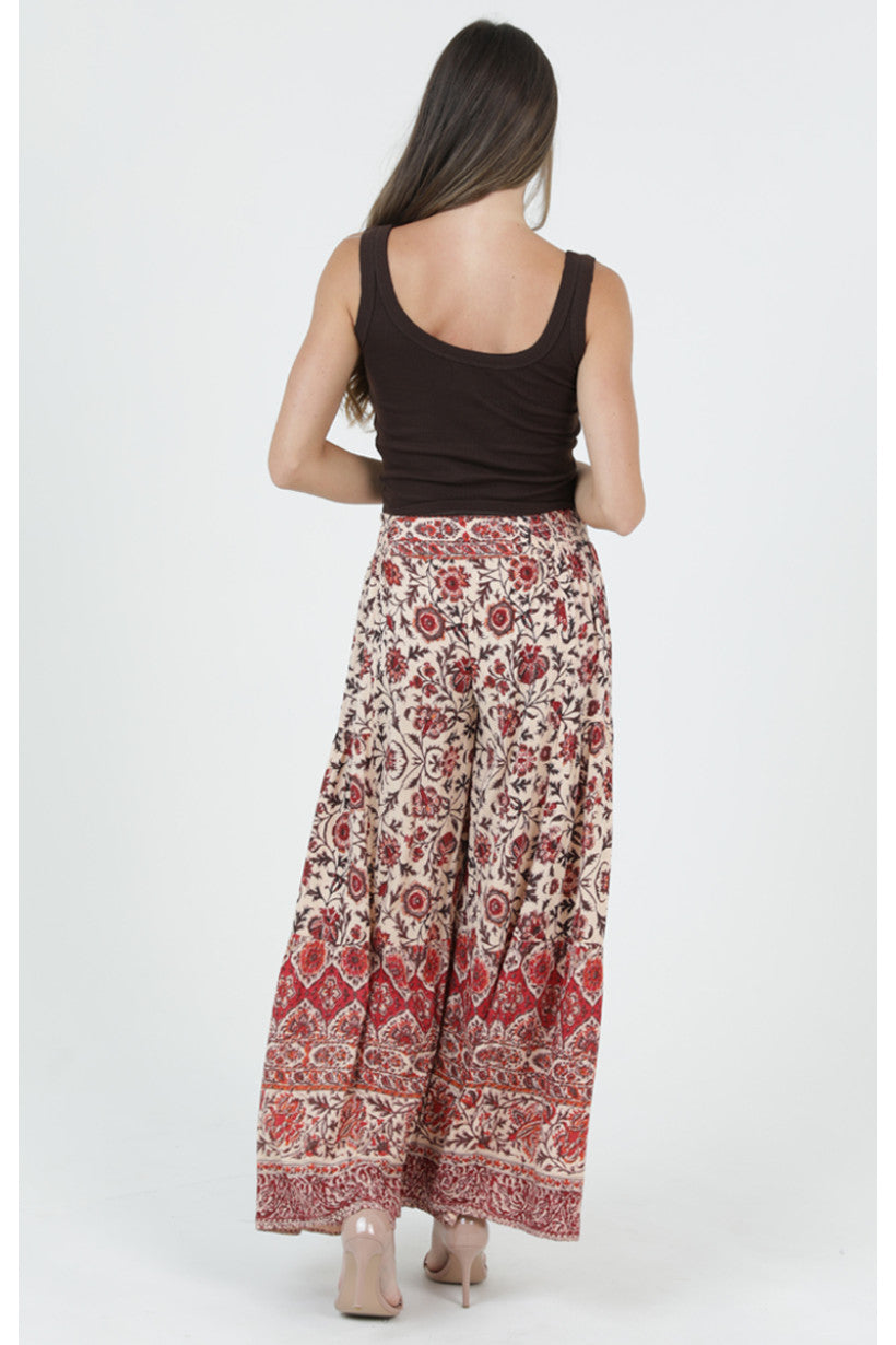 Smocked Waist Tiered Wide Leg Pants