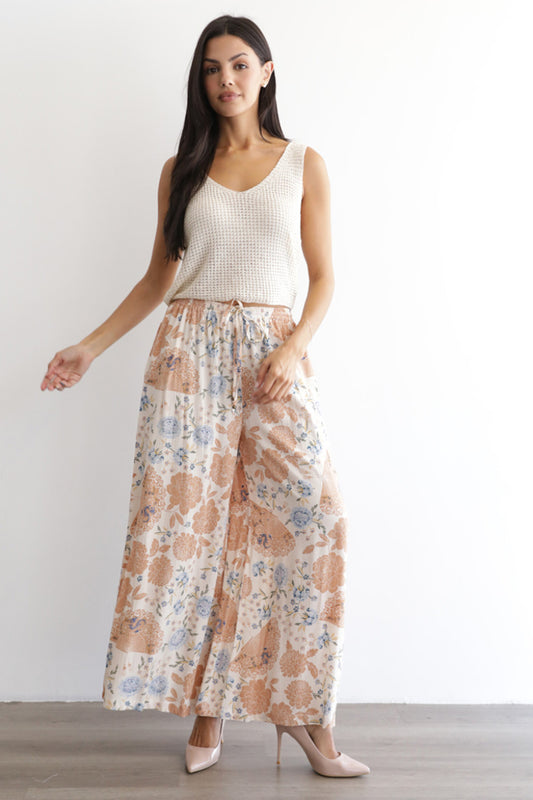 Drawstring Waistband Wide Leg Pants