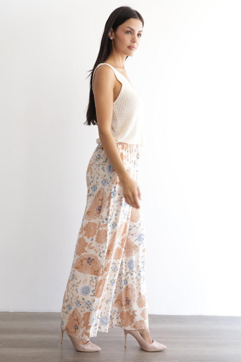 Drawstring Waistband Wide Leg Pants
