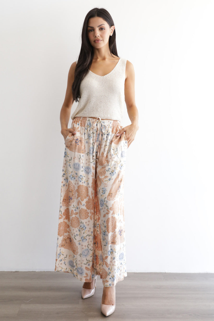 Drawstring Waistband Wide Leg Pants