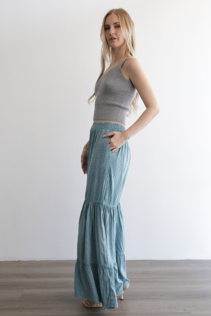 Sage Breeze Tiered Palazzo Pants