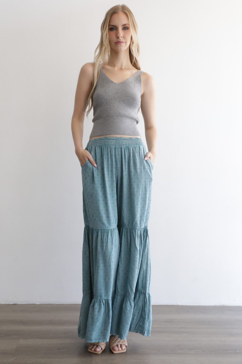 Sage Breeze Tiered Palazzo Pants