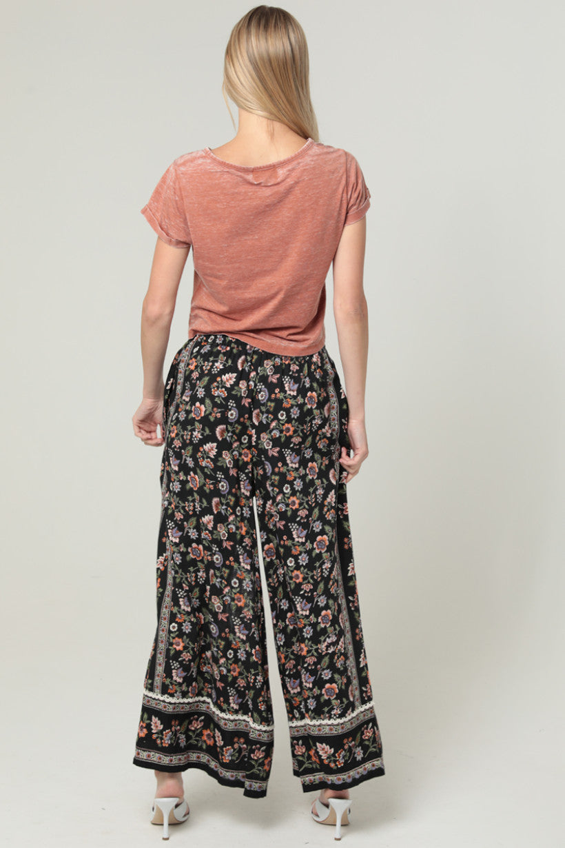 Smocked Waistband Pant w/ Lace Detailing