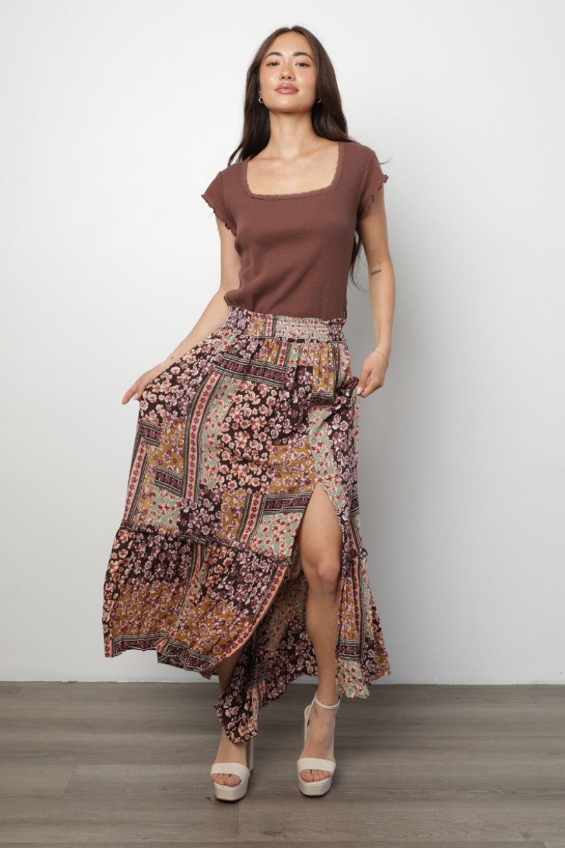Swiss Dot Skirt w/ Tier and Slits