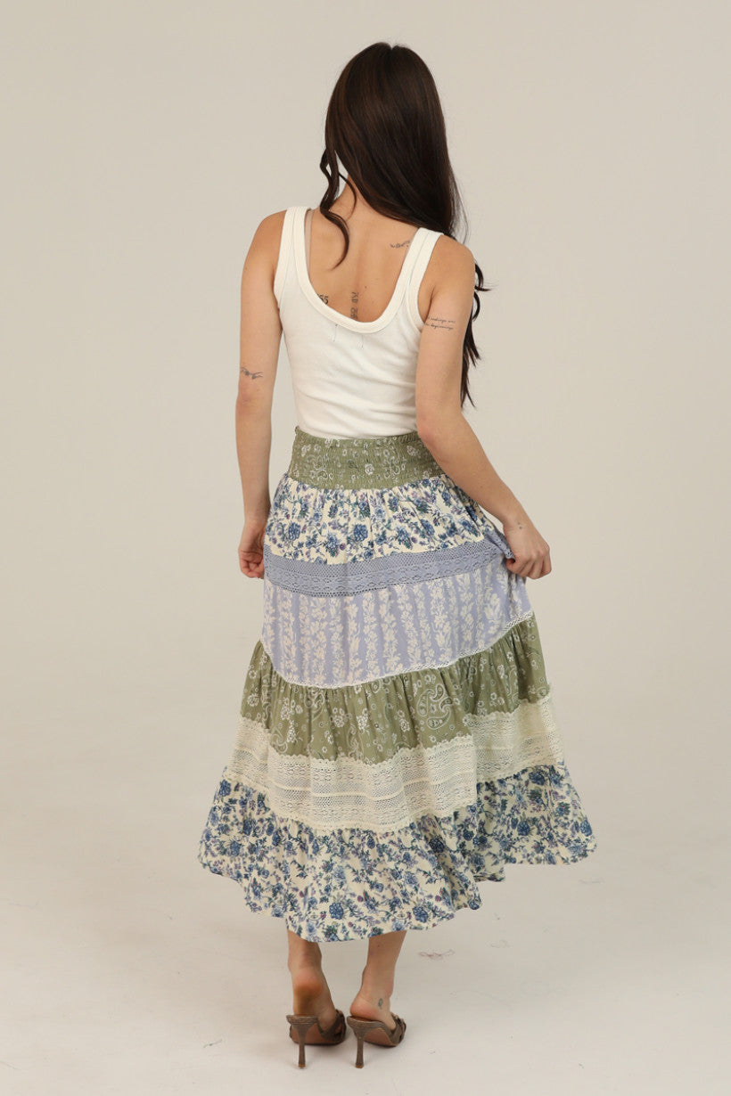 Smocked Waist Tiered Maxi Skirt