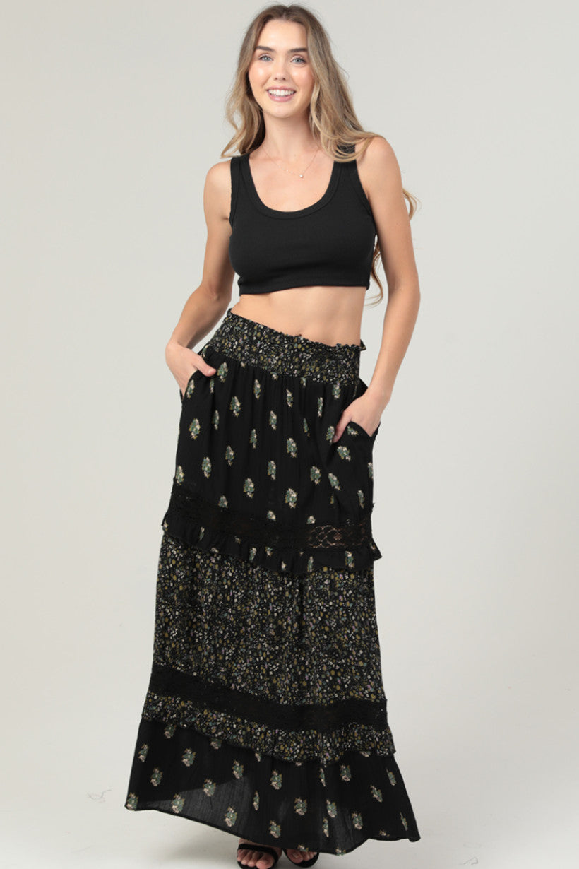 Tiered Maxi Skirt w/ Smocked Waistband