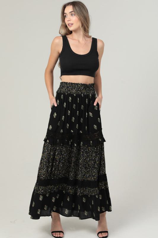 Tiered Maxi Skirt w/ Smocked Waistband