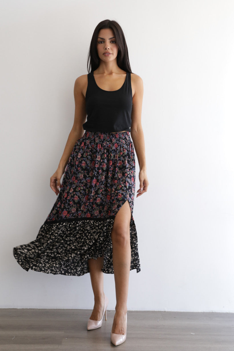 Maxi Skirt W/ Crochet At Tier