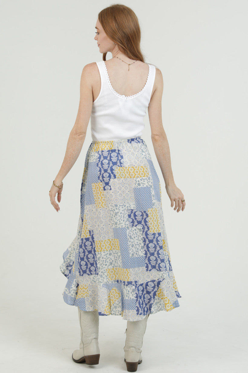 Mid Lenght Ruffle Slit Skirt
