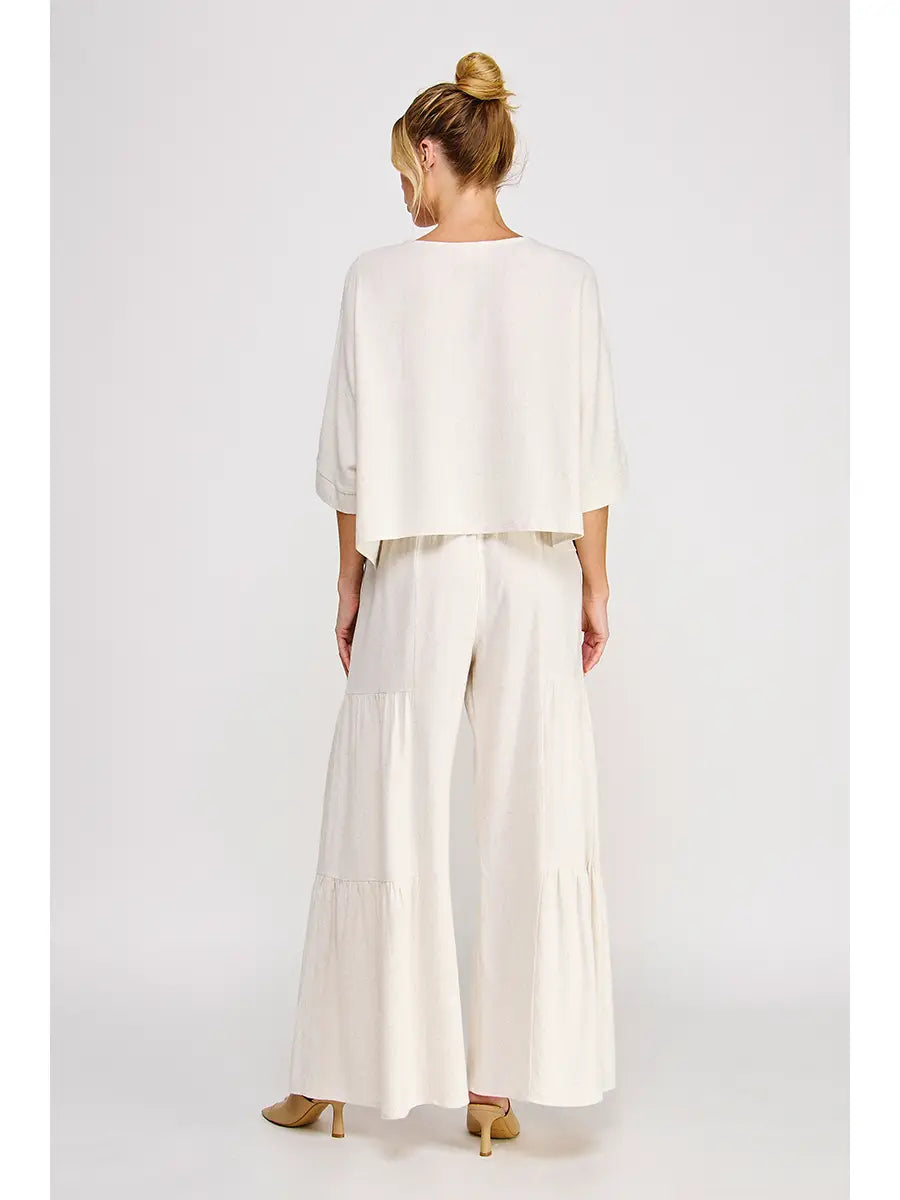 Soft Linen Flowy Dolman Elbow Top