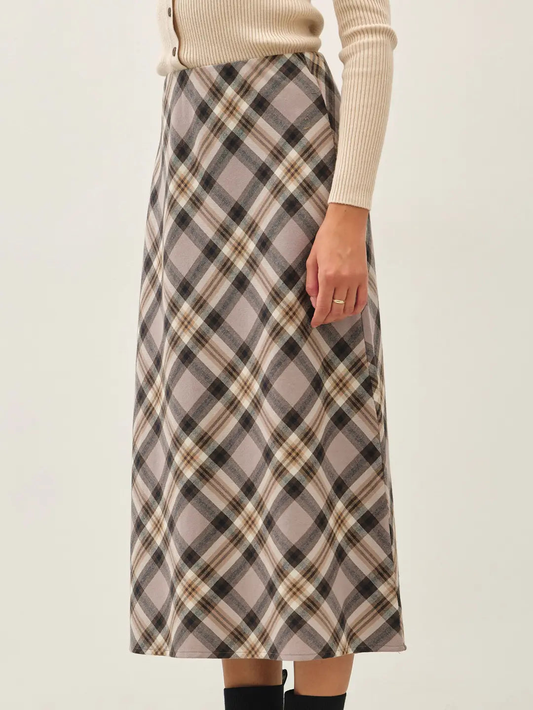 Campbell Plaid Knee Length A-Line Skirt