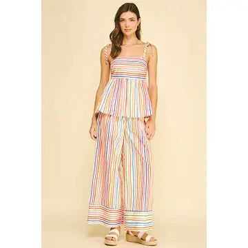 Rainbow Stripe Wide Leg Pants