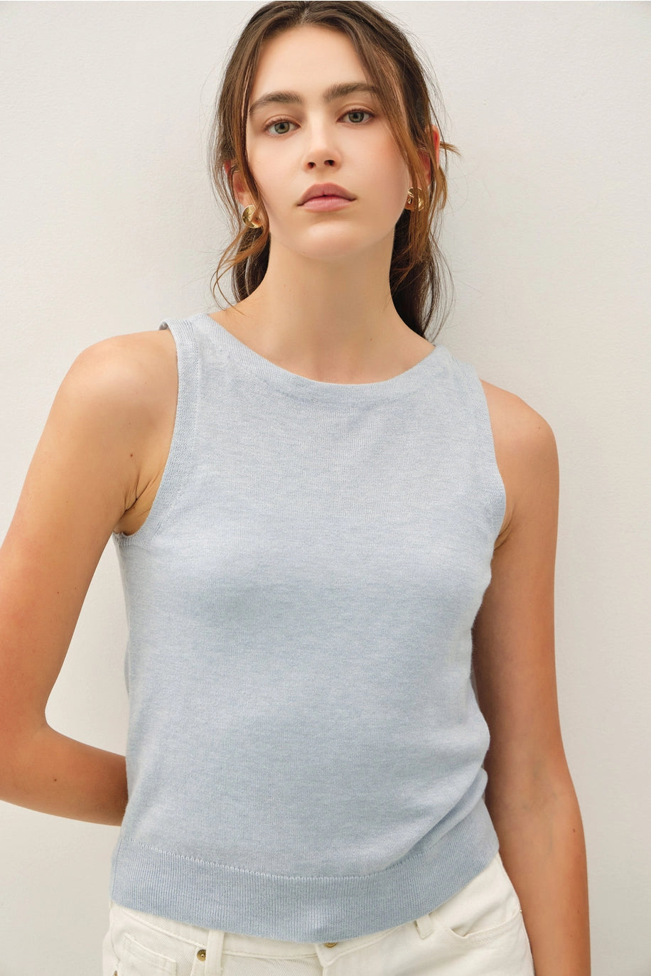 Wool Blend Ultra Soft Boatneck Sweater Tank