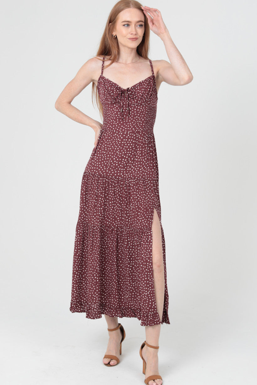 Spaghetti Strap Maxi Dress w/ Tie Front