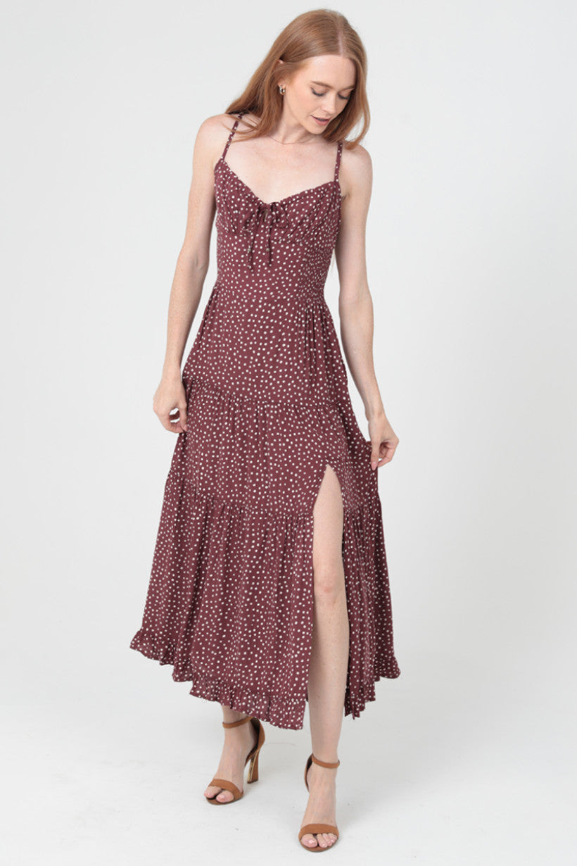 Spaghetti Strap Maxi Dress w/ Tie Front